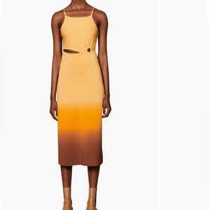 Sandro Yellow and Brown Ombre Midi Dress size 38